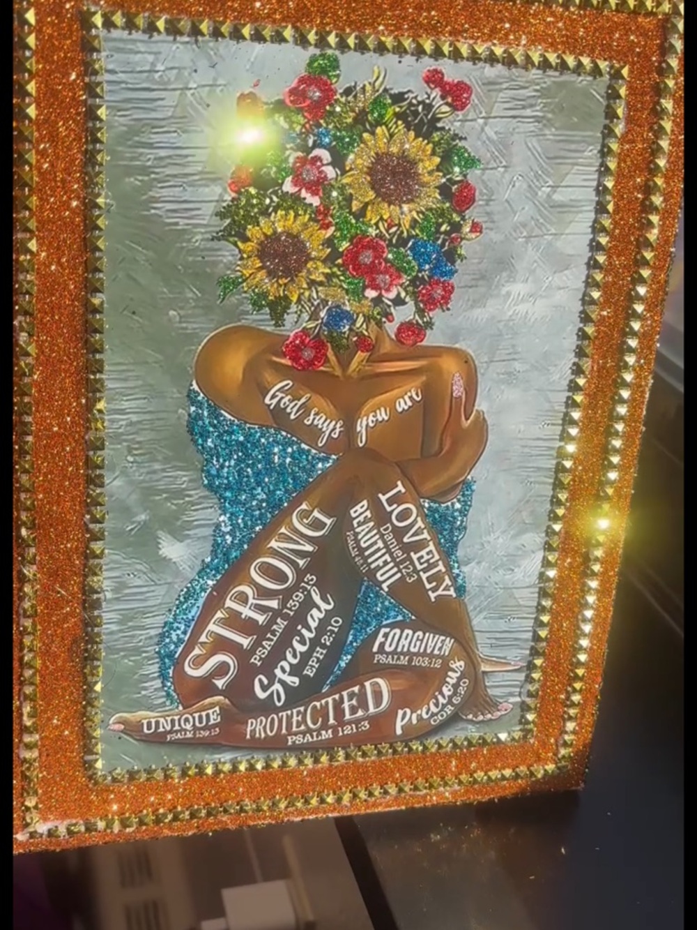 DIY Glittered 8 by 10 Photo on 9 by 12 Canvas